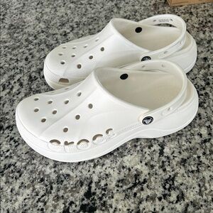 CROCS Baya Platform Classic White Clogs. Women’s Size 10